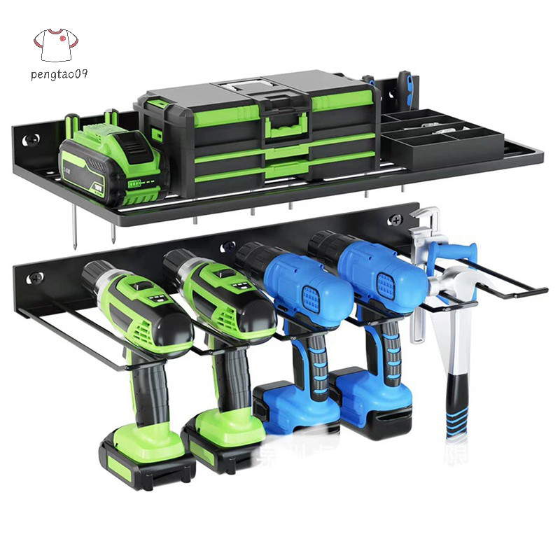 Pengtao09 ชั้นวางสว่านไฟฟ้ามือเหล็กไขควงชั้นวางเครื่องมือติดผนังชาร์จชั้นเก็บสว่านโรงรถ Powe เครื่องมือชั้นเก็บใหม่