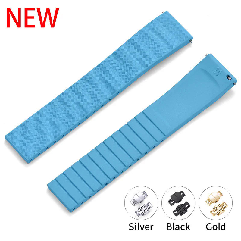 CTS Fluororubber Watch Strap 18mm 19mm 20mm 22mm Quick Release Butterfly Buckle New FKM Watch Bands 