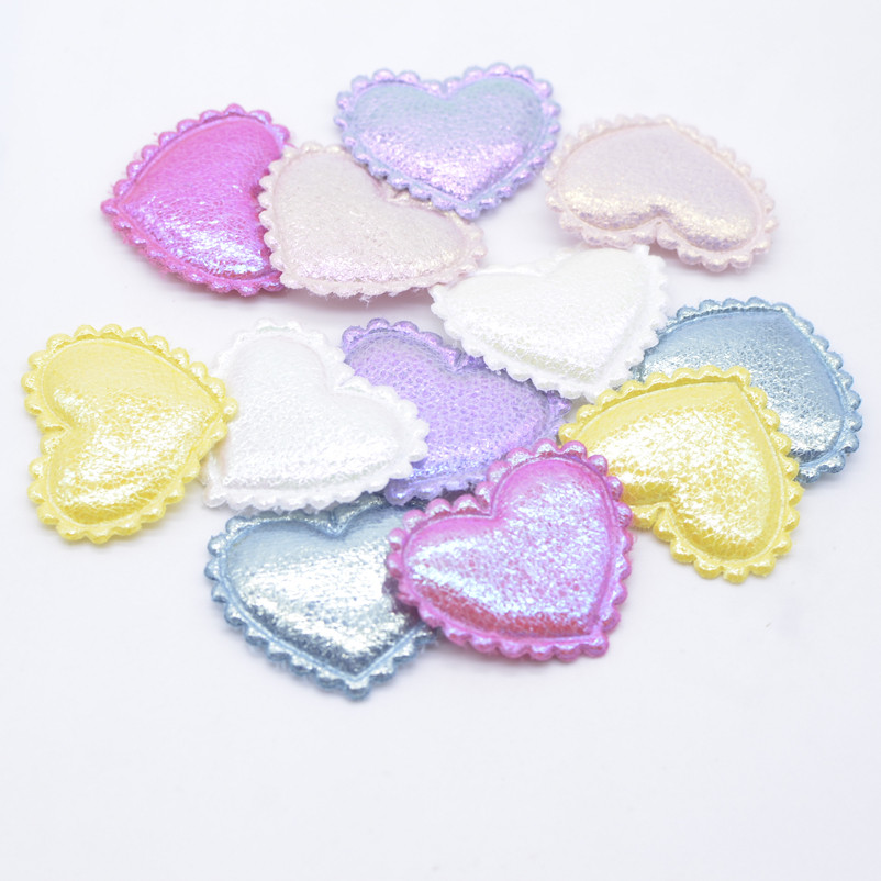 40 ชิ้น 38*32 มม.Glitter Heart Applique เบาะแพทช์สําหรับเสื้อผ้าหมวกหัตถกรรมอุปกรณ์เย็บผ้า DIY Headwear คลิปผมโบว์ตกแต่ง - รูปที่ 2