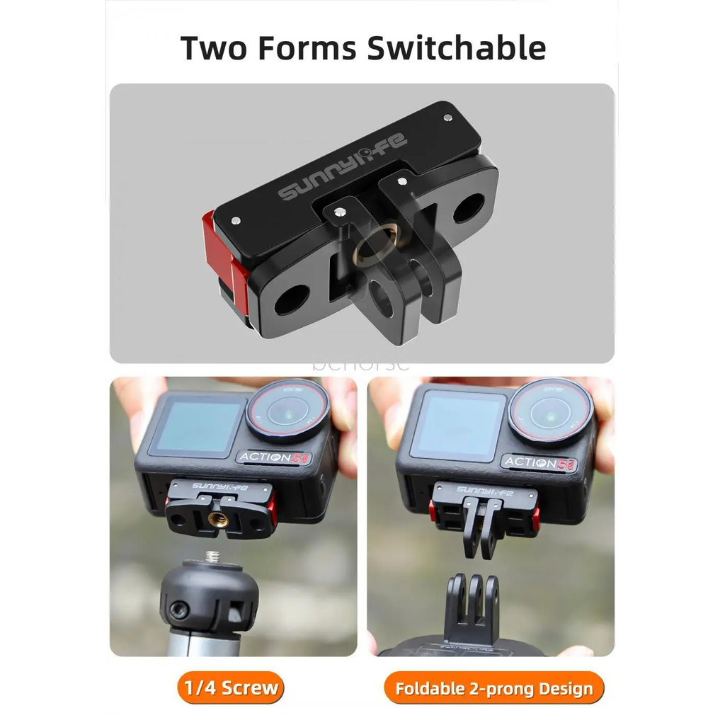 อะแดปเตอร์แม่เหล็กมัลติฟังก์ชั่นสําหรับ DJI Osmo Action 5 Pro/4/3/2 พับอะแดปเตอร์ 2 Claw 1/4 ด้ายสําหรับ DJI Action 5 Pro