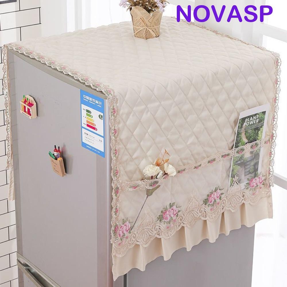 ผ้าคลุมกันฝุ่นตู้เย็น NOVASP ผ้าฝ้ายโพลีเอสเตอร์ กระเป๋าลูกไม้ ซัก|ผ้าคลุม สะดวก มัลติฟังก์ชั่นนุ่ม เครื่องซักผ้าแฟชั่น ผ้ากันฝุ่น ห้องนั่งเล่น