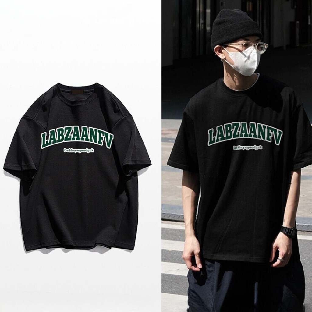 TT1 สไตล์เกาหลี เสื้อยืดOversize "LABZAANFV" COTTONสไตล์อเมริกันวินเทจ เนื้อผ้าเกรดพรีเมียม คอกลม ใส่สบาย unisex