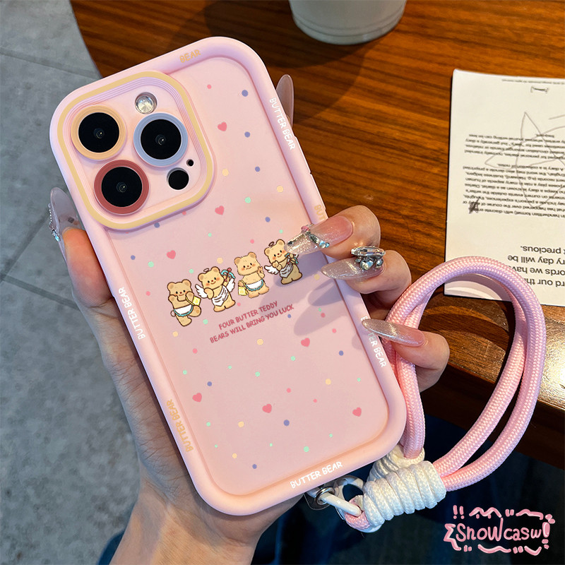 ตุ๊กตาหมีสีหวานน่ารัก ลวดลายหัว เคสOPPO A16 A17 A15 A38 A12 A58 A17K A78 A54 A5s A18 A7 A57 A53 A5 A77 A16K Reno 5F 4 8T