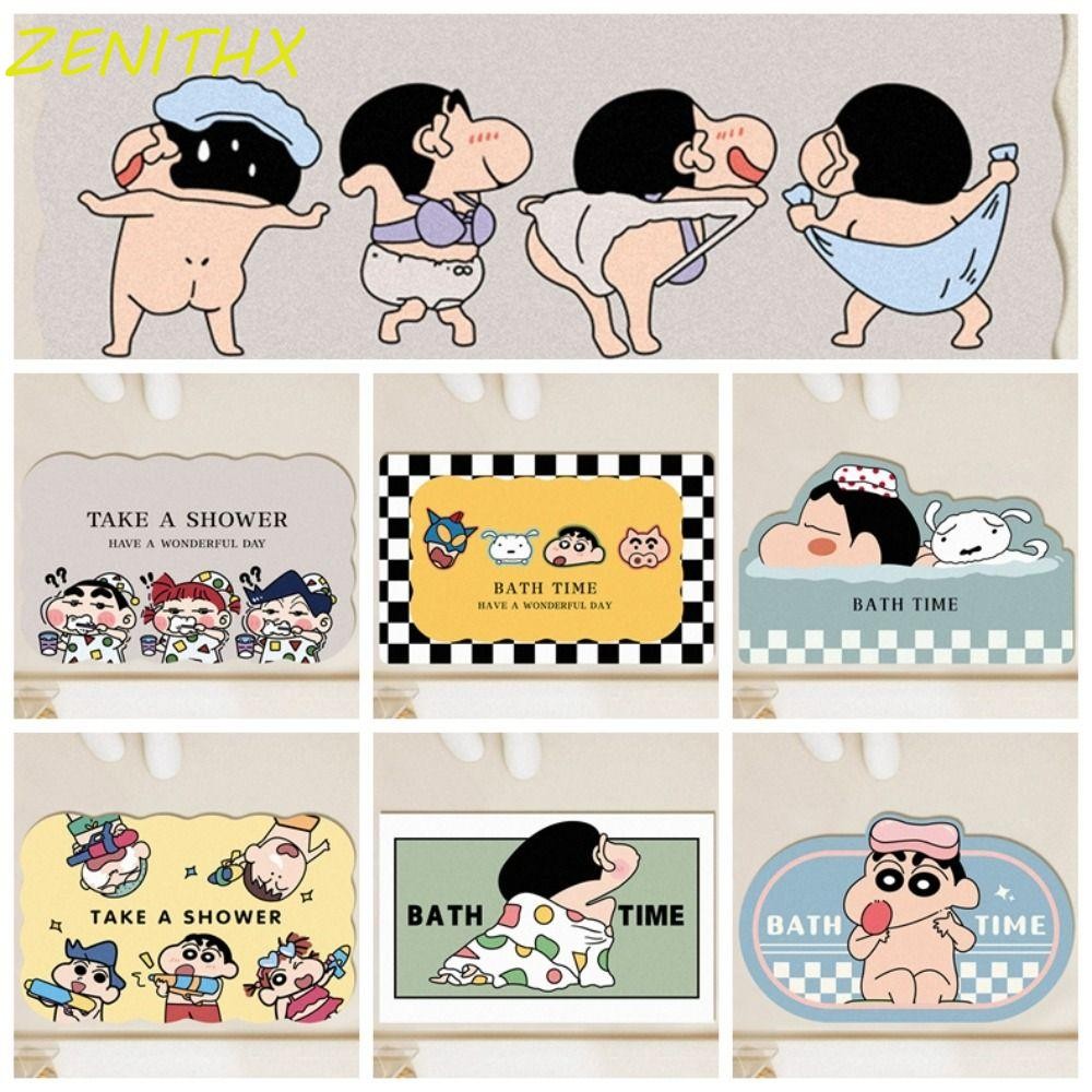 Zenithx พรมปูพื้น, ไดอะตอมไมต์น่ารักเสื่ออาบน้ํา, ตกแต่งบ้านขัดได้การ์ตูนสกปรกทนพรมยาวทางเข้าห้องน้ํา