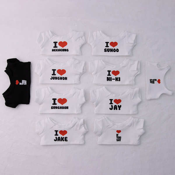 ชุดตุ๊กตา 10cm เสื้อผ้าตุ๊กตา 10 ซม. 15 ซม. 20 ซม. เสื้อผ้าตุ๊กตาผ้าฝ้าย Liang Zhenyuan Park Sung-hun ทีม ENHYPEN กับเสื้อยืดตัวเดียวกัน
