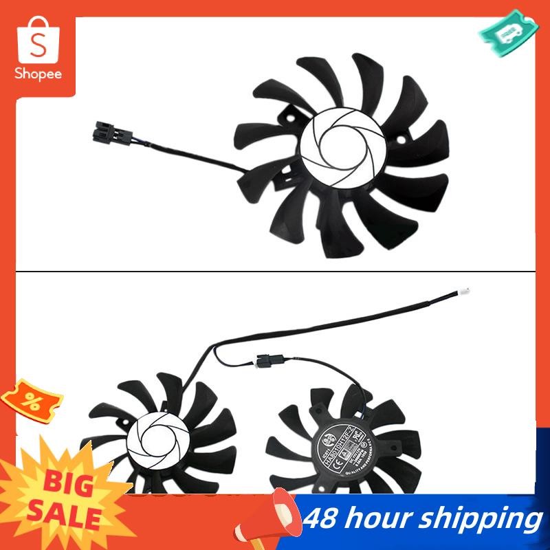 พร้อมสต็อก HA8010H12F-Z 75MM 2Pin GTX1050Ti GPU Cooler พัดลมคู่สําหรับ MSI Geforce GTX 1050Ti GTX-10
