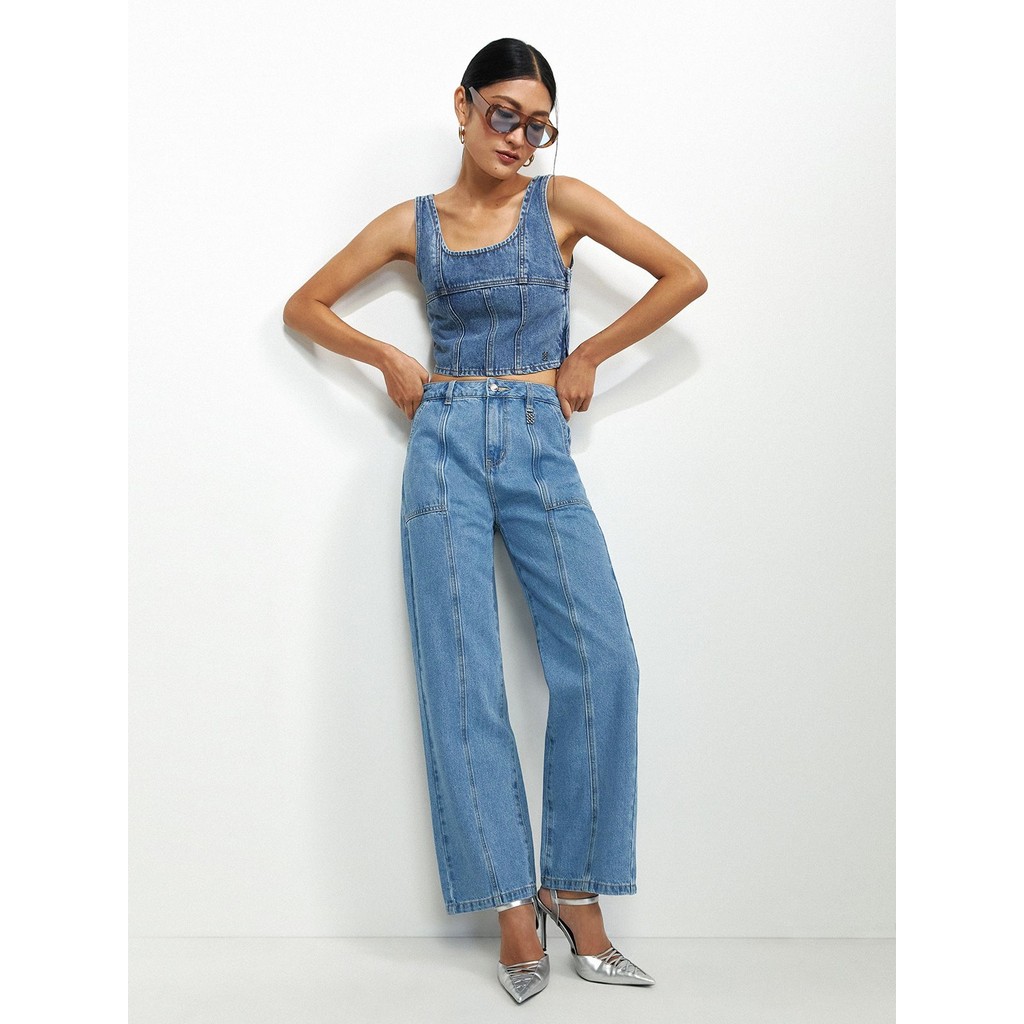 [Pomelo] กางเกงยีนส์ทรงตรงเอวสูง / Straight Jeans