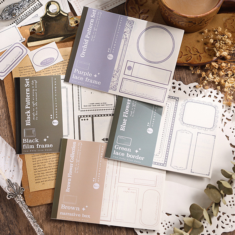 Wei 6 ชิ้น [ชุดเส้นทางดอกไม้] กระดาษวัสดุวารสารวินเทจ Writable Deco Paper Scrapbooking สติกเกอร์สมุดภาพชุด