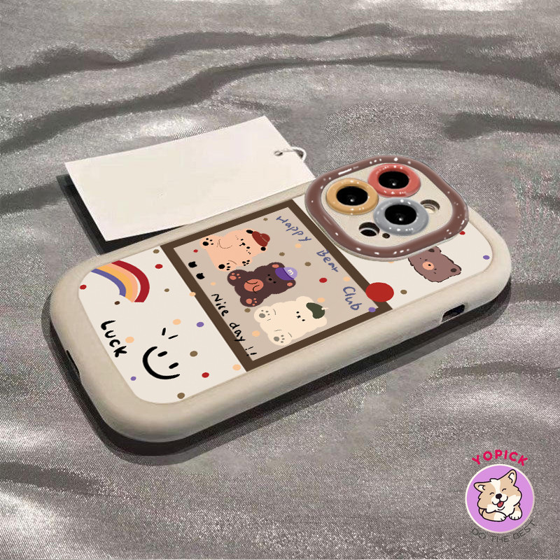 กรอบหมีเคสโทรศัพท์สําหรับiphone 16 15 14 13 12Pro Max 11 XR XS Max 7 8 Plus SE2020 การ์ตูนฝาครอบโทรศัพท์สําหรับiPhone 16Pro 16Plus 16Pro Max Soft Case JKP