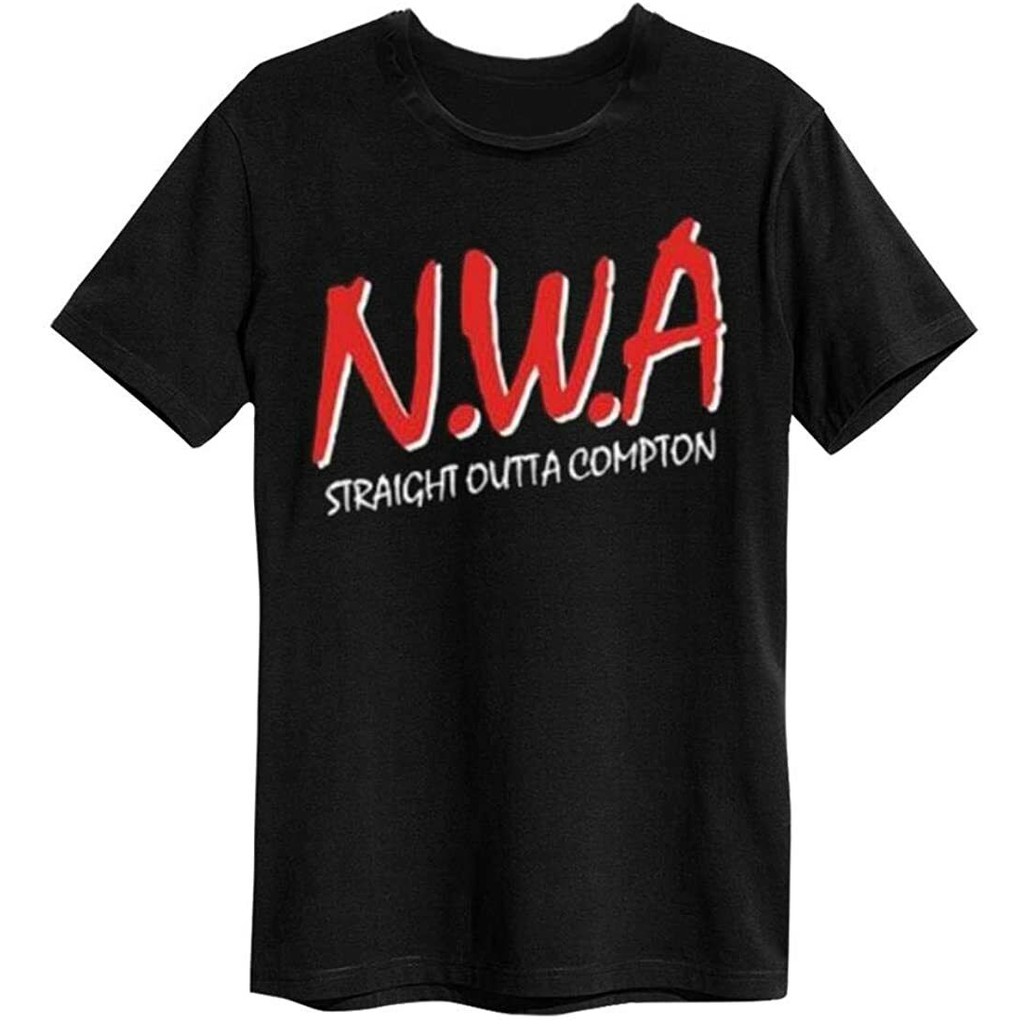 เสื้อยืดสีดําผู้ชาย NWA Straight Outta Compton NWA Classic Tee