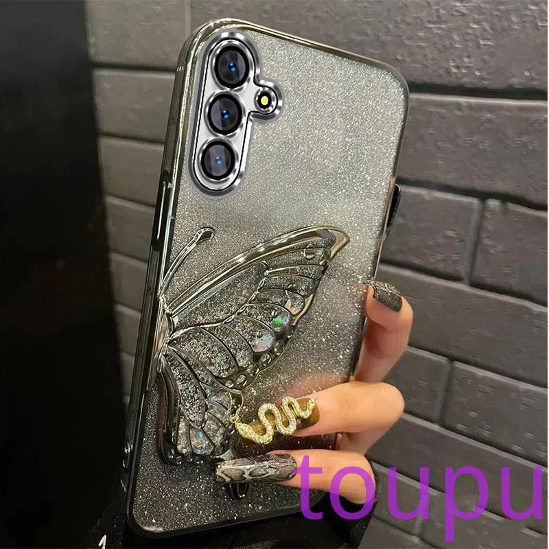 เคส samsung A55 A15 A25 A35 A05S A04S A14 A24 A34 A54 5Gหรูหราสุนทรียศาสตร์ผีเสื้อ แวววาว ดูกรณี กันกระแทก เปลือกนุ่มครอบคลุมเต็มรูปแบบ พร้อมวงเล็บ เคสโทรศัพท์ SAMSUNG samsung A55 A15 A25 A35 A05S A04S A14 A24 A34 A54 5G