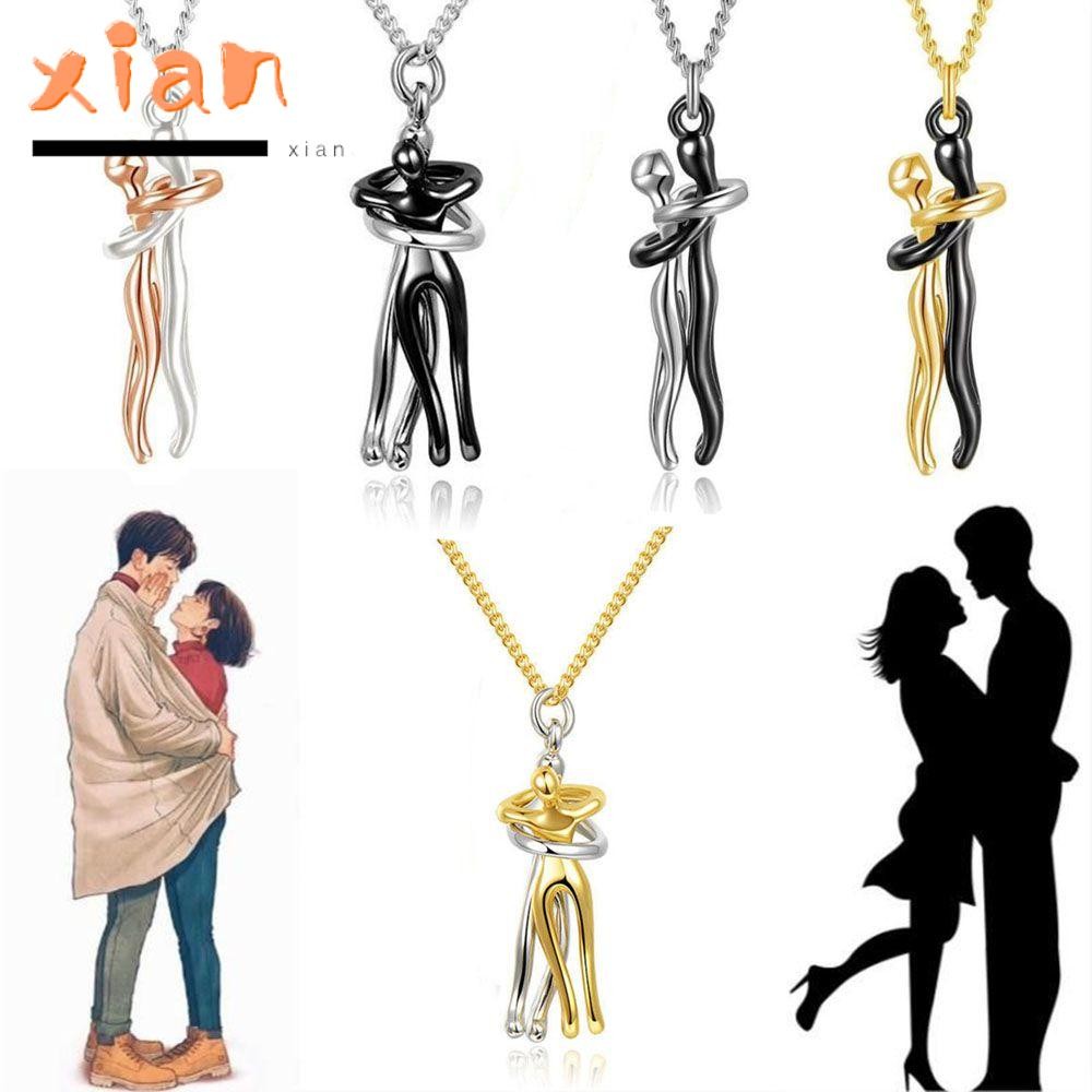 Xianen คู่กอดจี้สําหรับคู่รักสาว Mum ของขวัญวันวาเลนไทน์เครื่องประดับสร้อยคอสไตล์รัก