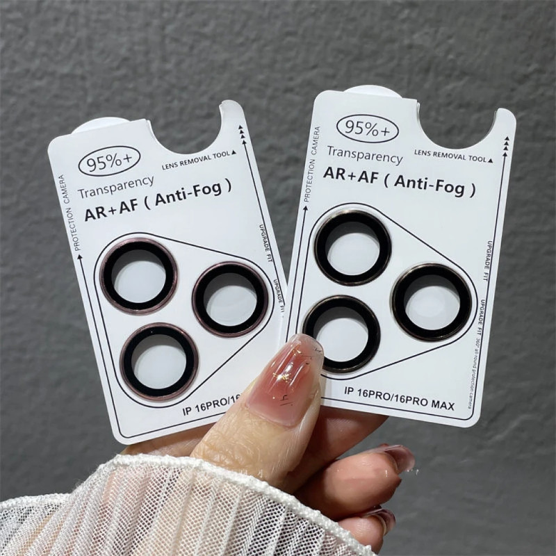 IPhone16 16Pro 16Plus 15Pro หรูหรา 9H เลนส์กล้องโลหะฟิล์มกระจกนิรภัยสําหรับ iPhone 16 15 14 13 12 11