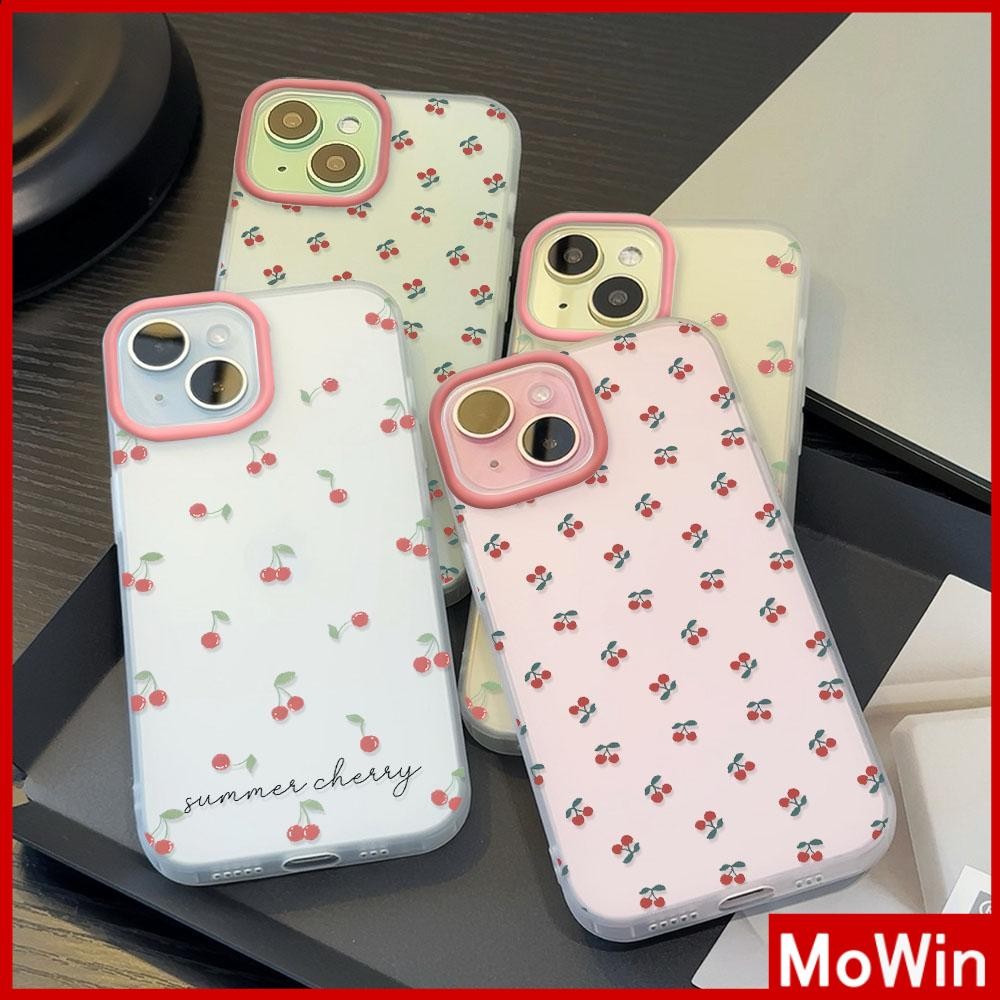 Movin - เคสใส iPhone16 11 Pro Max iPhone เคส TPU นิ่มป้องกันรอยนิ้วมือแบบด้าน เชอร์รี่น่ารักอร่อย Compatible With iPhone15 Pro max iPhone14 13 12 Pro max XS XR 7 8 Plus
