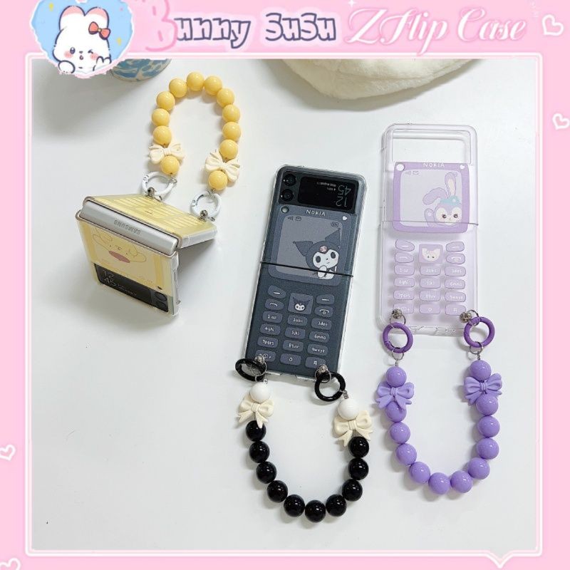 เคส Samsung Z Flip 4 - Z Flip 3 - Z Flip3 - Flip4 5G พร้อมรูปทรงโทรศัพท์ N0kia น่ารักและผูกโบว์น่ารั