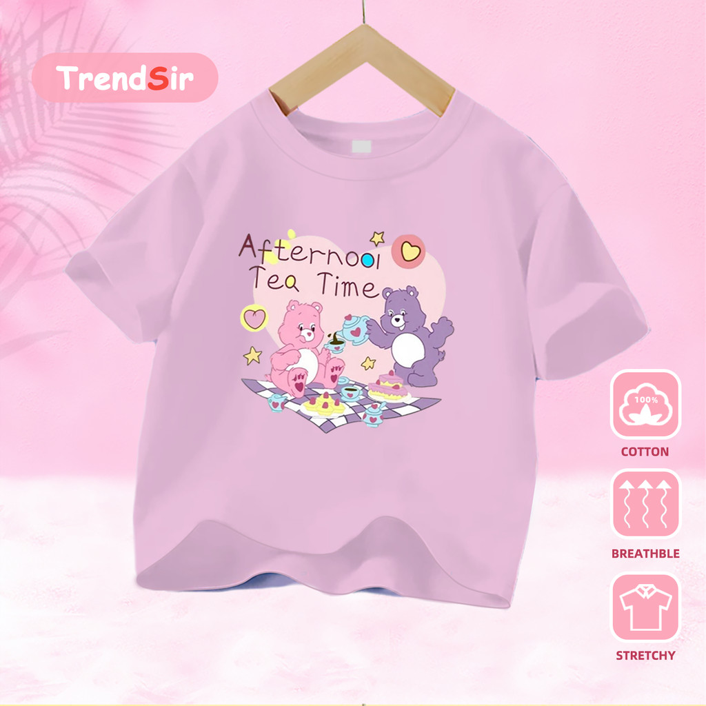 TrendSir พร้อมส่ง เสื้อผ้าเด็กสาว พร้อมส่ง ลาย Carebears 100%Cotton 7สี 100-140