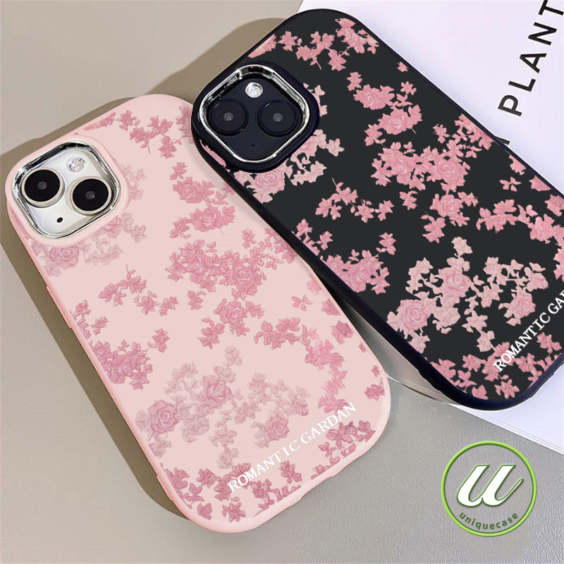 แฟชั่นโรแมนติกดอกไม้ Plating เลนส์โลหะ เคส IPhone 15 16 7Plus 14 13 12 11 Pro Max XR XS Max X 8 15 16 14 7 Plus SE 2020