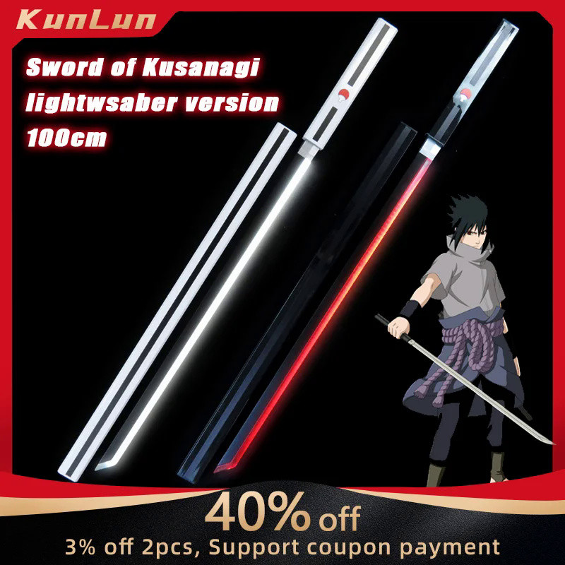 🌈 100CM Naruto 1:1 Cosplay Uchiha Sasuke Lightsaber Sword of Kusanagi ABS Led Weapon Comic Exhibitio