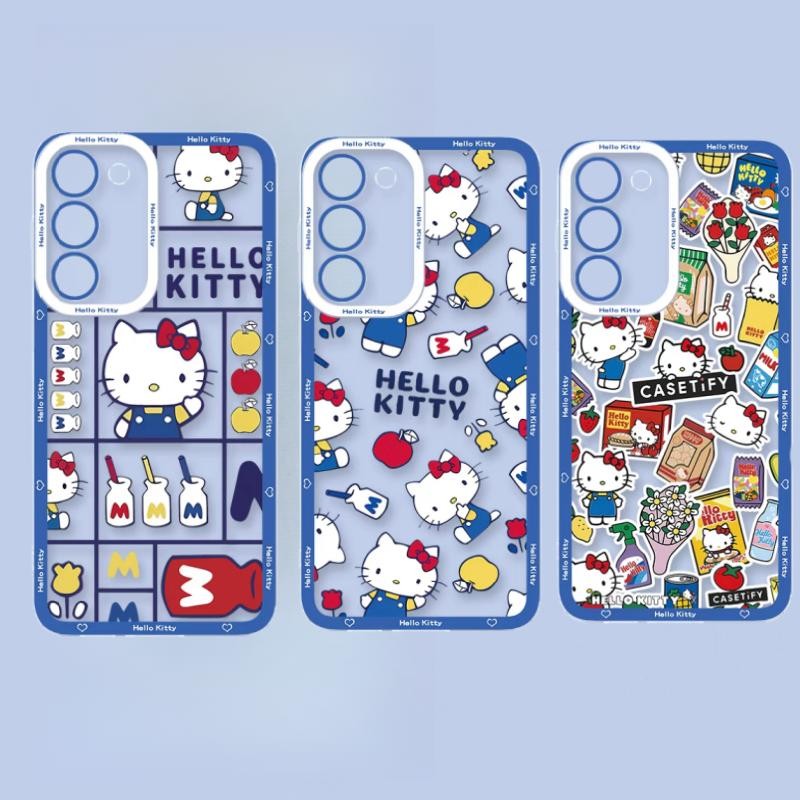 สําหรับ OPPO Reno 12 11 10 Pro Plus 7 4G 11F 12F 7Z 8Z 5Z 6Z 2Z 5 6 8 Pro 4 2F 8T 5G กรณีโปร่งใส TPU น่ารัก Hello Kitty Cat Anti-Fall ป้องกัน Retro