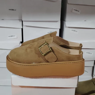 JINxCHOY แฟชั่นย้อนยุคหนาsoled Slip-Onขี้เกียจครึ่งรองเท้าแตะฤดูใบไม้ร่วงสไตล์ใหม่เพิ่มสวมใส่ด้านนอกสบายกันลื่นสบายๆ