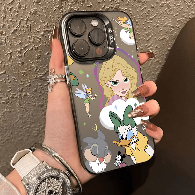 เคสไอโฟน16 สีดำหรูหราซิลิโคนแข็งกรณีโทรศัพท์ for IPhone 13 15 7Plus 14 12 11 16 Pro MAX 8 6 7 6S Plus บลูโดนัลด์เป็ด