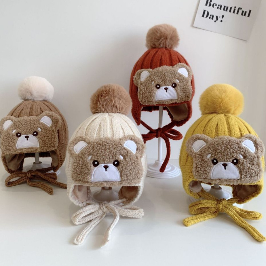 หมวกถักไหมพรมกันหนาวสำหรับเด็ก 1-8 ปี  รอบศรีษะ 42-50 CM หมวกกันหนาวเด็ก หมวกไหมพรมสำหรับเด็ก ผ้านิ่ม ยืดได้เยอะ