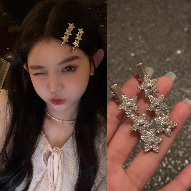 Bling Shine Rhinestone Star Hairpin Bangs คลิปเจ้าหญิง Headwear เครื่องประดับผม