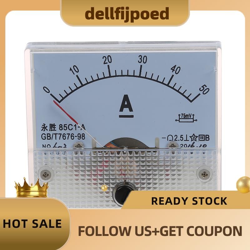 dellfijpoed85C1 Dc 0-50A สี่เหลี่ยมผืนผ้าแผงอนาล็อก เกจแอมมิเตอร์