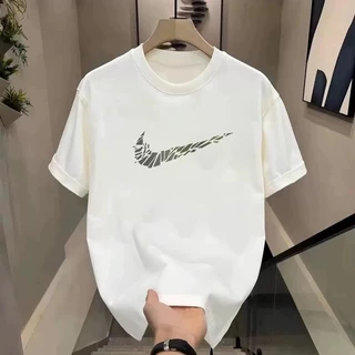 2024 แนวโน้มการออกแบบใหม่พิมพ์เสื้อยืด ผ้าฝ้าย 100% 200 กรัมน้ำหนักปอนด์แขนสั้นผู้ชายผู้หญิงคู่เสื้อระบายอากาศสบายสบาย ๆ