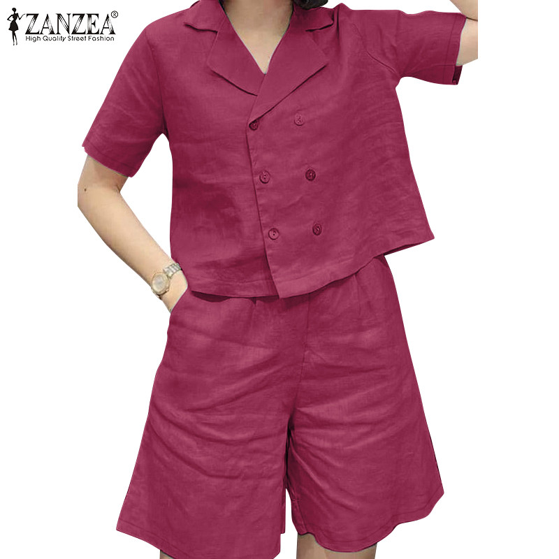 Zanzea ชุดกระเป๋าคาดเอวติดกระดุมกระดุมสองแถวเกาหลีสําหรับผู้หญิง