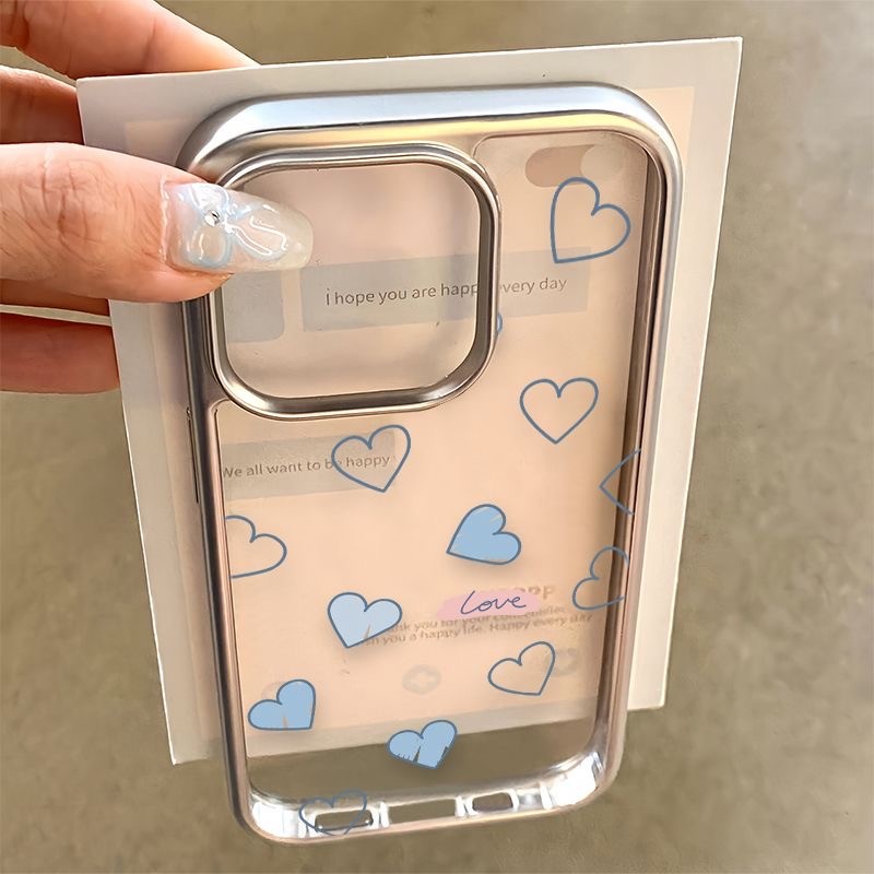 Ins Blue Heart เหมาะสําหรับ Samsung s23ultra เคสโทรศัพท์ s22s24fe ง่าย s21fe High-End a55a15a35 กรอบเงิน a25a72 คู่ที่ไม่ซ้ํากัน a73a54 กันกระแทก a53a52