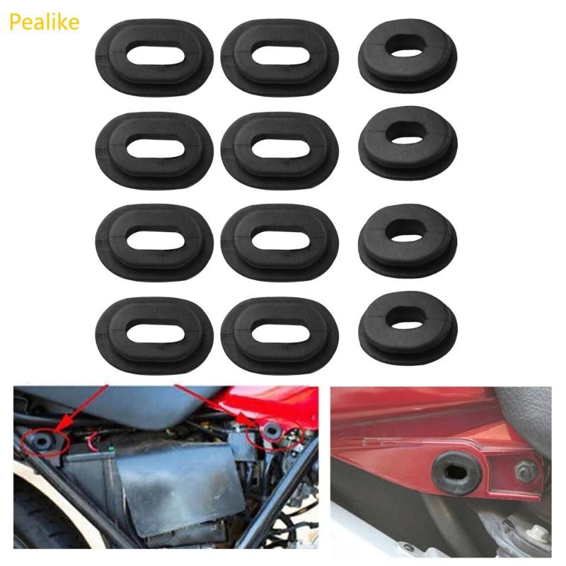 Pealike 12x สีดํารถจักรยานยนต์ด้านข้างยาง Grommets ปะเก็น Fairings สําหรับ ZJ125 CG125