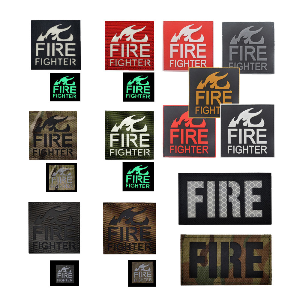 อุปกรณ์เสริมกระเป๋ากลางแจ้ง fire fighter Patch โลโก้ทีมกู้ภัยสะท้อนแสงขนาดเล็กเรืองแสงใน Dark Firefinger Velcro Armband