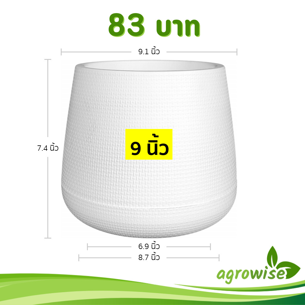 กระถาง กระถางต้นไม้ มินิมอล เบลล่า ขนาด 9 นิ้ว สีดำ สี ขาว น้ำตาล เขียว ชมพู ฟ้า พาสเทล Bundle 5 ใบ ชิ้น อัน