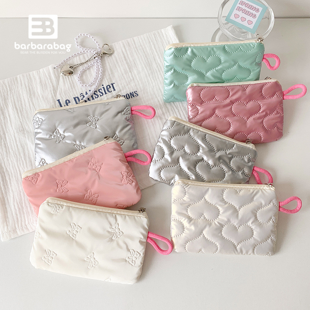 (พร้อมส่ง) กระเป๋าใส่เหรียญ กระเป๋าใส่ลิป แบบพกพา ลายปักน่ารัก