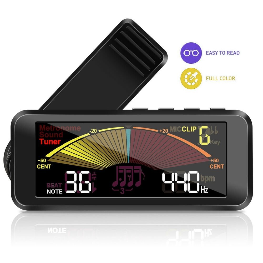 Electronic Metronome 3 In 1 360 Degree Clip-On Bass Guitar Tuner Ukulele Drum Violin Musical Instrum