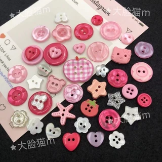 [Koo Ka]♥20 ชิ้น ins สไตล์มูลค่าสูงปุ่มสีชมพูปุ่มผสมทําด้วยมือ diy ทําเสื้อผ้าเด็กตกแต่งคู่มือปุ่มเครื่องประดับอุปกรณ์เสริม