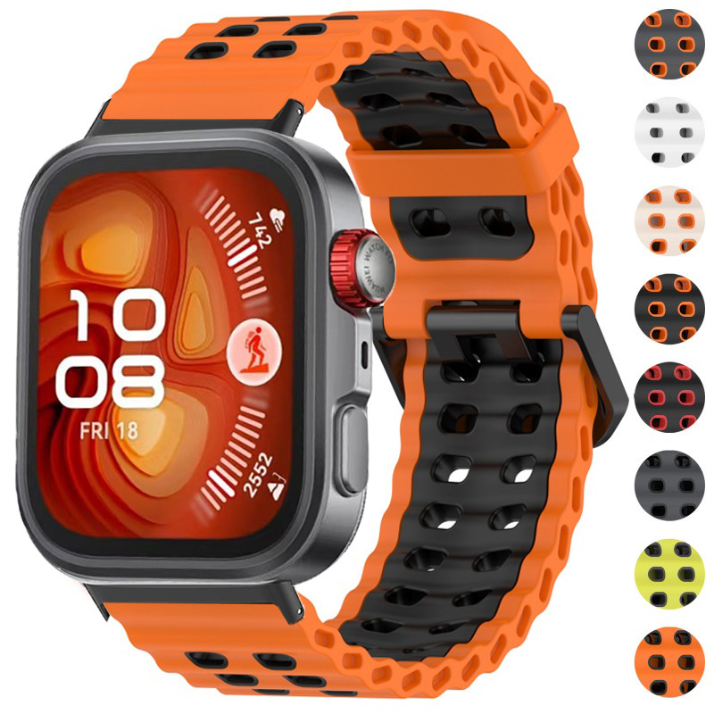 สายซิลิโคนสําหรับเล่นกีฬาสําหรับ Huawei Watch Fit 4 Pro Band Breathable เปลี่ยนสร้อยข้อมือ Correa สําหรับ Huawei Fit3 Fit4 อุปกรณ์เสริม