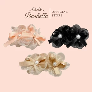 Barbella กิ๊บผมดอกไม้โบว์ผ้าชีฟองแต่งไข่มุก ดีไซน์หวานละมุน รุ่น Marcelline (BB037)