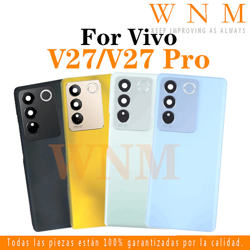 ฝาหลังแบตเตอรี่สําหรับ VIVO V27 / V27 Pro V2230 V2231 V2246 แบตเตอรี่กระจกฝาหลังด้านหลังประตูกรณีเปล