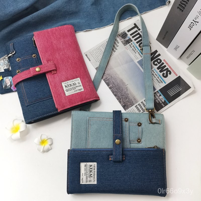 【KEKAL Fashion Denim Binder With Strap】A5 6-hole Retro Y2K Denim Jeans Fabric Stylish Photocard Bind