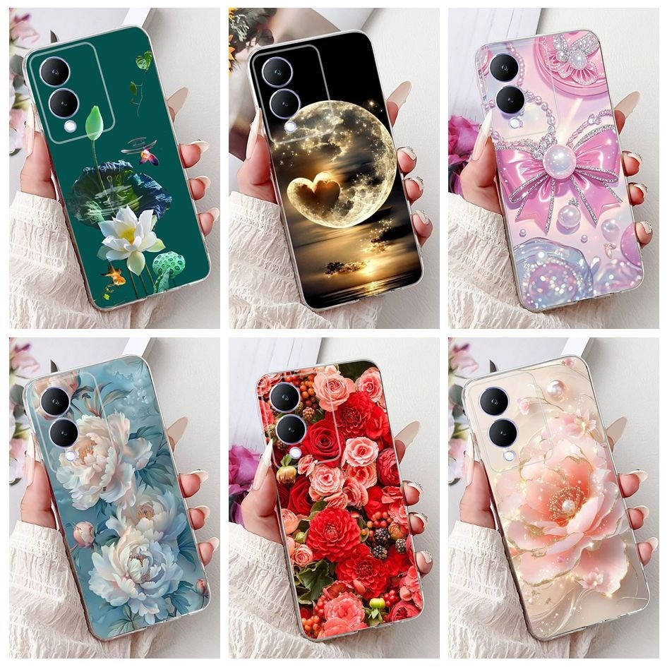 สําหรับ Vivo Y17s กรณีใหม่แฟชั่นดอกไม้ Bowknot ซิลิโคนใสนุ่มฝาครอบโทรศัพท์สําหรับ Vivo Y17s 4G Y 17s