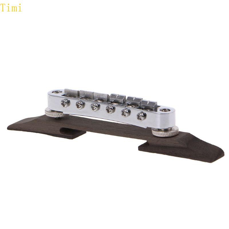 Timi ปรับ Chrome Rosewood Bridge Roller อานสําหรับ Les Paul Jazz Guitar