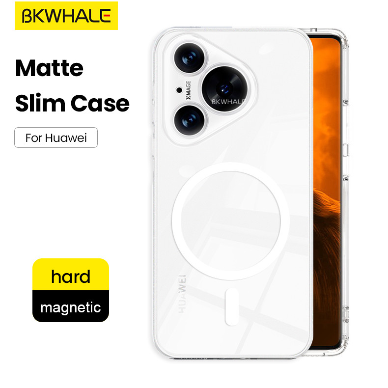 BKWHALE Matte โปร่งใสแม่เหล็กเคสโทรศัพท์สําหรับ Huawei Pura80 Pura70 P60 P50 Nova15 Nova14 Nova 13 12 11 Ultra Mate 30 40 50 80 Mate60 Mate70 Pro + ปลอกกันกระแทกปกแข็ง
