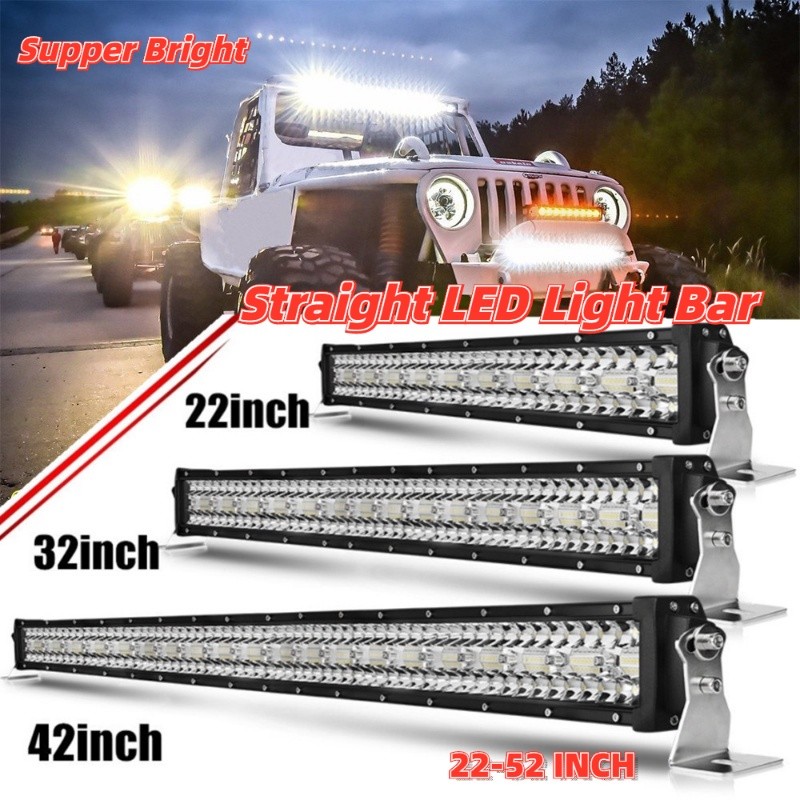 22INCH / 32INCH / 42INCH / 52INCH 360W TRI-ROW 12D ตรง LED ทํางาน Light Bar ไฟแฟลชแฟลชบาร์ไฟตัดหมอกจ