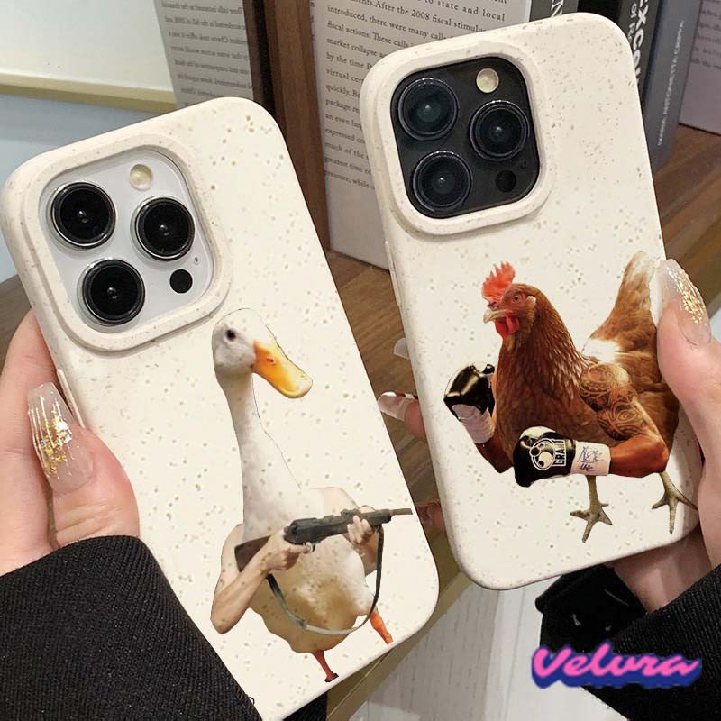 สำหรับ iPhone 11 13 For เคสไอโฟน14 15 12 Pro Max X XS XR 6 7 8 14 15 Plus 12 13MINI น่ารัก ตลก Goose and Chickenรุ่น เคส