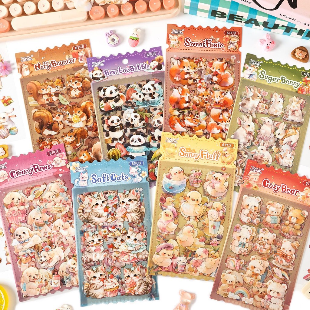 การ์ตูนการ์ตูนสัตว์เลี้ยงสติ๊กเกอร์คู่มือสติ๊กเกอร์เด็กสติ๊กเกอร์น่ารักคู่มือวัสดุ
