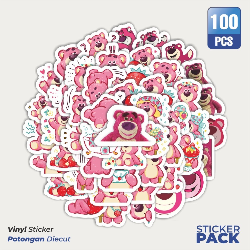 100 ชิ้น Disney Strawberry Bear สติ๊กเกอร์ (Lotso) สติ๊กเกอร์ความงามกันน้ํา - สําหรับแล็ปท็อป มอเตอร