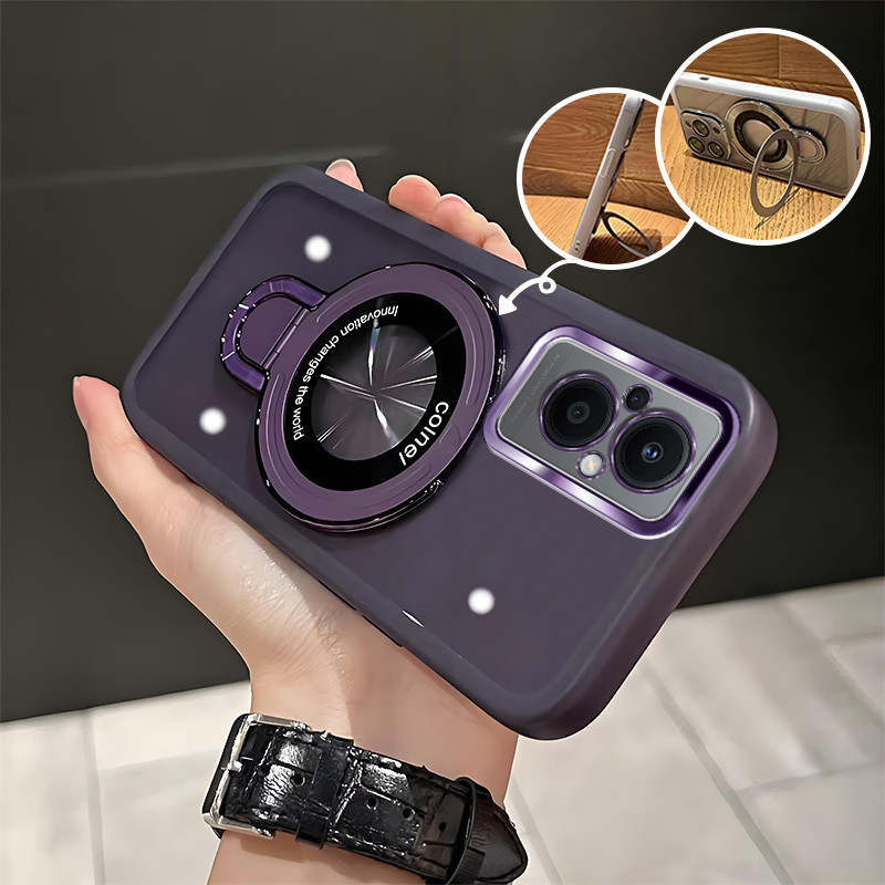 สําหรับ OPPO Reno 7Z 8Z 5G Reno 7 Lite เคสโทรศัพท์กันกระแทก U Shield Bracket Magnetic Hard Case กรณีโปร่งแสงเลนส์ป้องกันสไตล์ใหม่ RFVTGBYHW