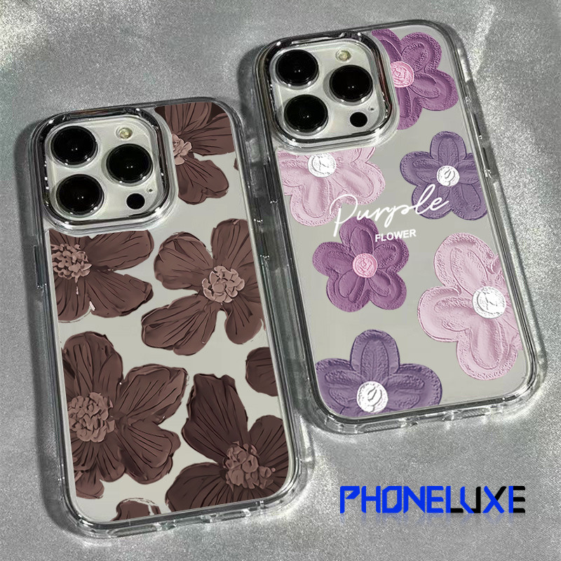ความรู้สึกขั้นสูง จัดส่งจากประเทศไทย ลายดอกไม้สีน้ำตาลเข้มfor iPhone เคสไอโฟน 13 12 11 PRO MAX 16 15 14 X XS MAX XR 7/8P